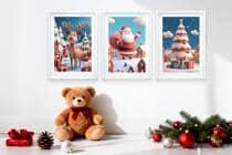 Kolorowe Plakaty Świąteczne dla dzieci– Wesoły Mikołaj, Uroczy Renifer, Świąteczna Choinka 82337 - miniaturka 2