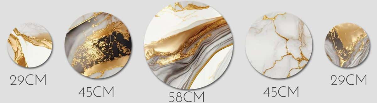 Okrągłe Obrazy- Marmur i Złoto | Modne Panele dekoracyjne- Koła na ścianę 68236 - zdjęcie 3