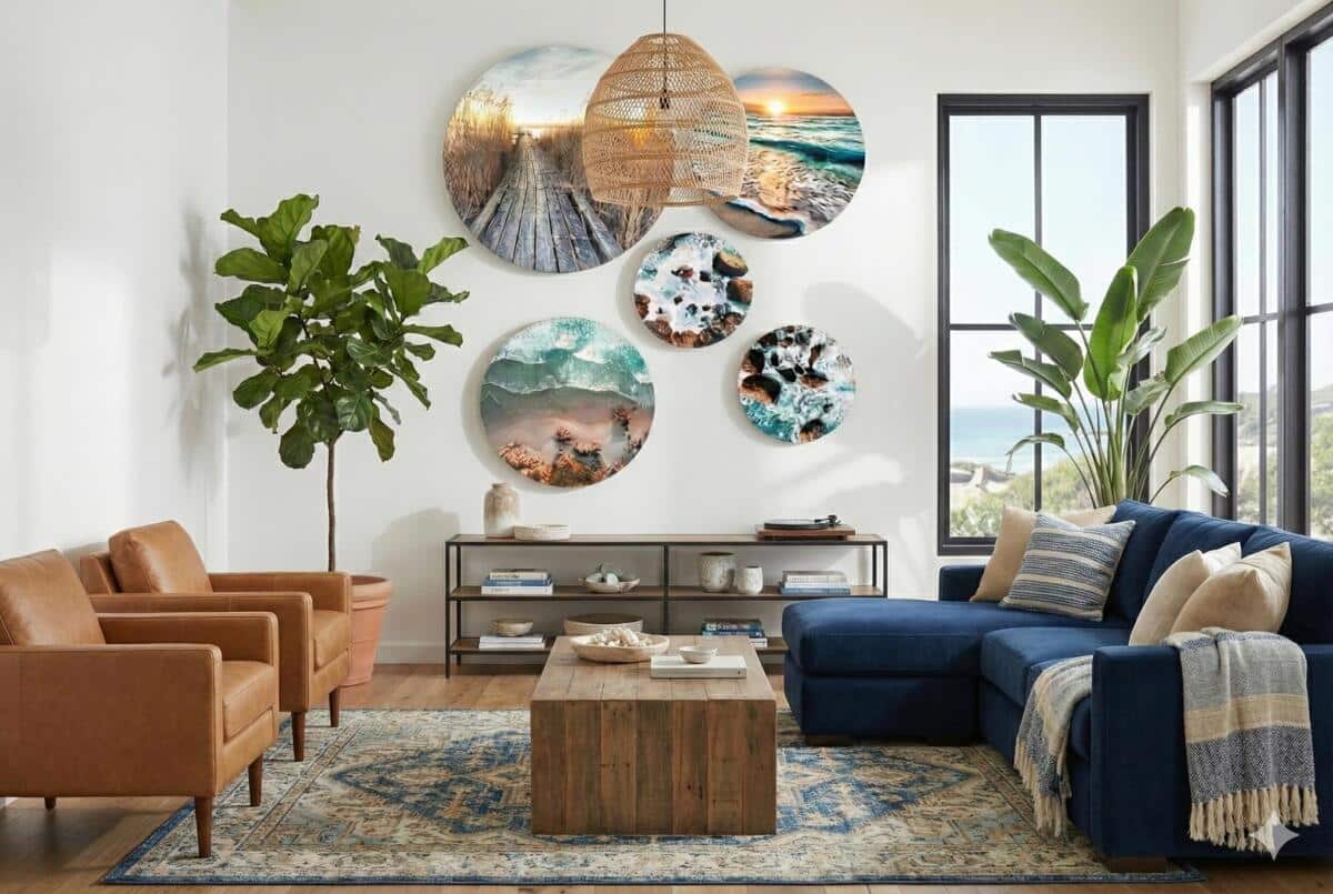 Nadmorskie Widoki- Zestaw Okrągłych Obrazów w stylu Coastal 68227 - zdjęcie 5