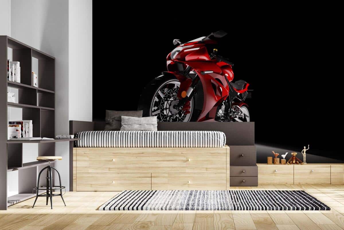 Efektowna Fototapeta młodzieżowa- Sportowy, czerwony motocykl 64249 - zdjęcie 2