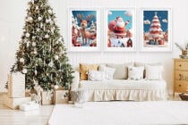 Kolorowe Plakaty Świąteczne dla dzieci– Wesoły Mikołaj, Uroczy Renifer, Świąteczna Choinka 82337 - miniaturka 4