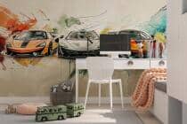 Kolorowa Fototapeta dla nastolatka- Sportowe Auta, Supercars w stylu watercolor, mural 64243 - miniaturka 4