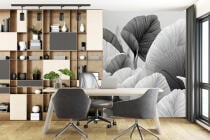 Czarno- biała Fototapeta- Artystyczne Liście | Subtelna, Stylowa Tapeta do salonu beauty, gabinetu 64252 - miniaturka 3