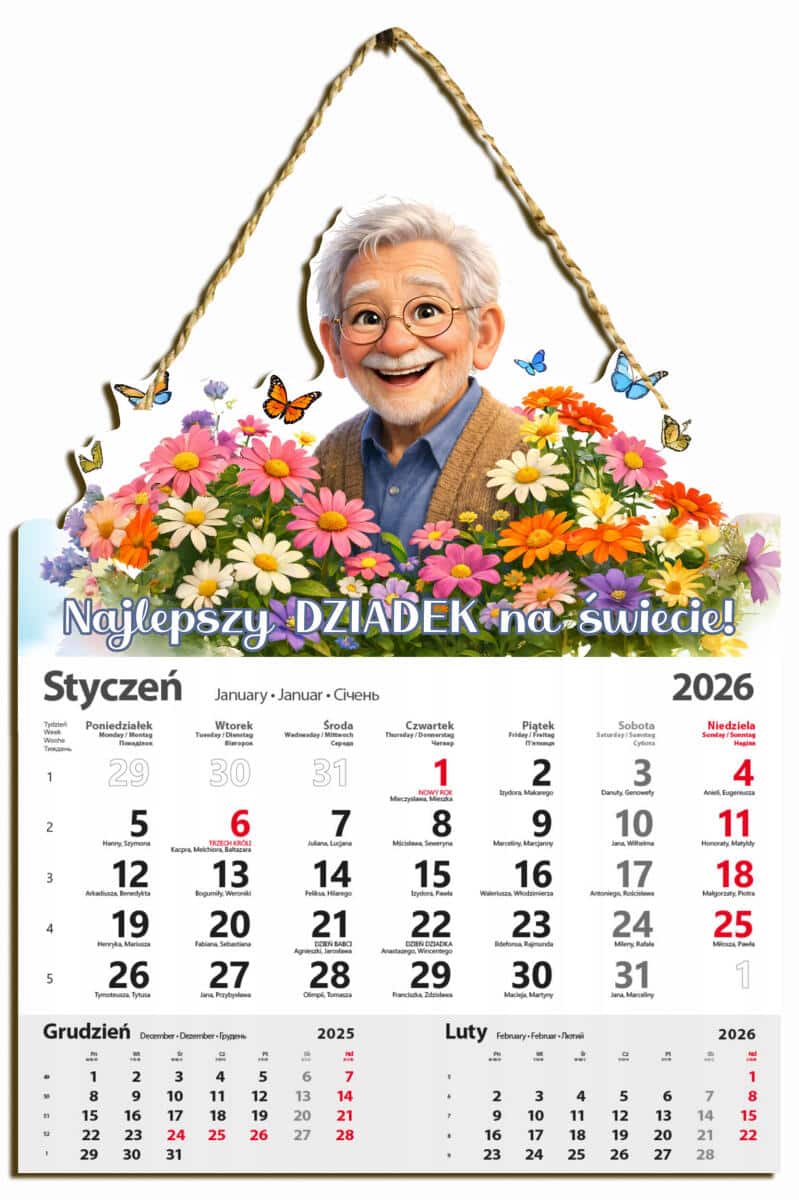 Kalendarz 2026 dla Dziadka | Prezent na Dzień Dziadka 69119