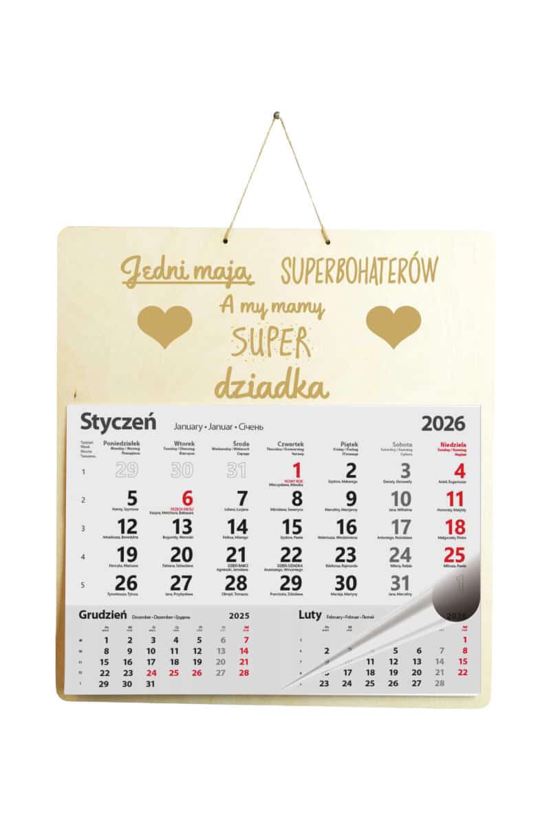 Drewniana, grawerowana zawieszka z kalendarzem, prezent Dzień Dziadka duża 65603 - zdjęcie 2