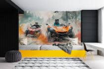 Sportowa fototapeta dla chłopca – Pojazdy terenowe w akcji | Kolorowa tapeta do pokoju dziecka 64242 - miniaturka 3