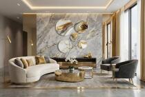 Okrągłe Obrazy- Marmur i Złoto | Modne Panele dekoracyjne- Koła na ścianę 68236 - miniaturka 7