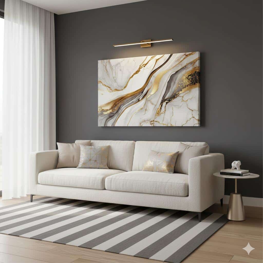 Nowoczesny Obraz na ścianę- Marmur w bieli i złocie | Dekoracja do wnętrz Glamour 68237 - zdjęcie 5