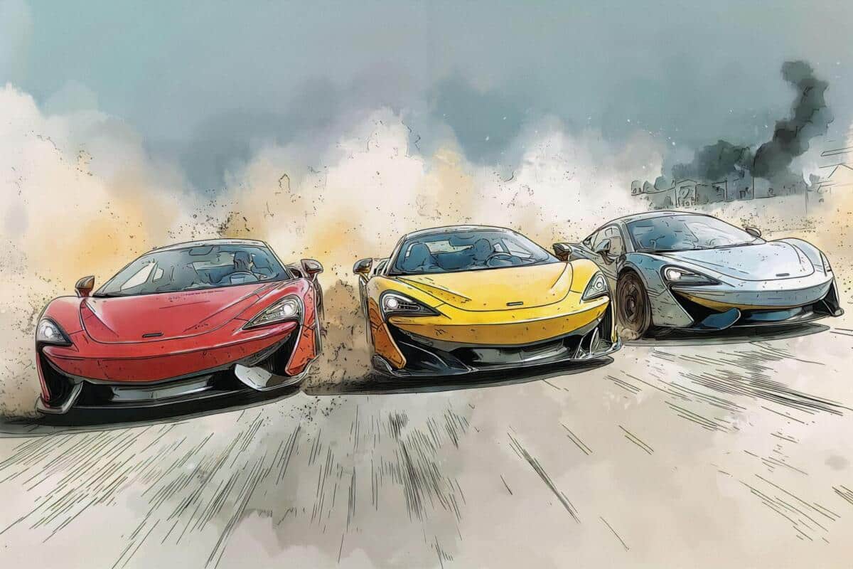 Fototapeta młodzieżowa – Wyścig sportowych samochodów | Kolorowy styl komiksowy 64240 - zdjęcie 5