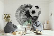 Nowoczesna Fototapeta 3D- Piłka Nożna | Okrągła Tapeta do pokoju chłopca 82342 - miniaturka 2