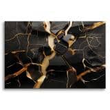 Luksusowy, Czarny Obraz 3D z motywem złotych pęknięć 68243 - miniaturka 1