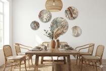 Obrazy Koła Boho z Liśćmi i Piórami | Okrągłe Obrazy Ścienne w Beżu 68240 - miniaturka 5