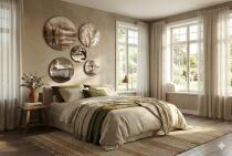 Okrągłe Obrazy do salonu, sypialni- Beżowe Pejzaże Boho 68226 - miniaturka 8