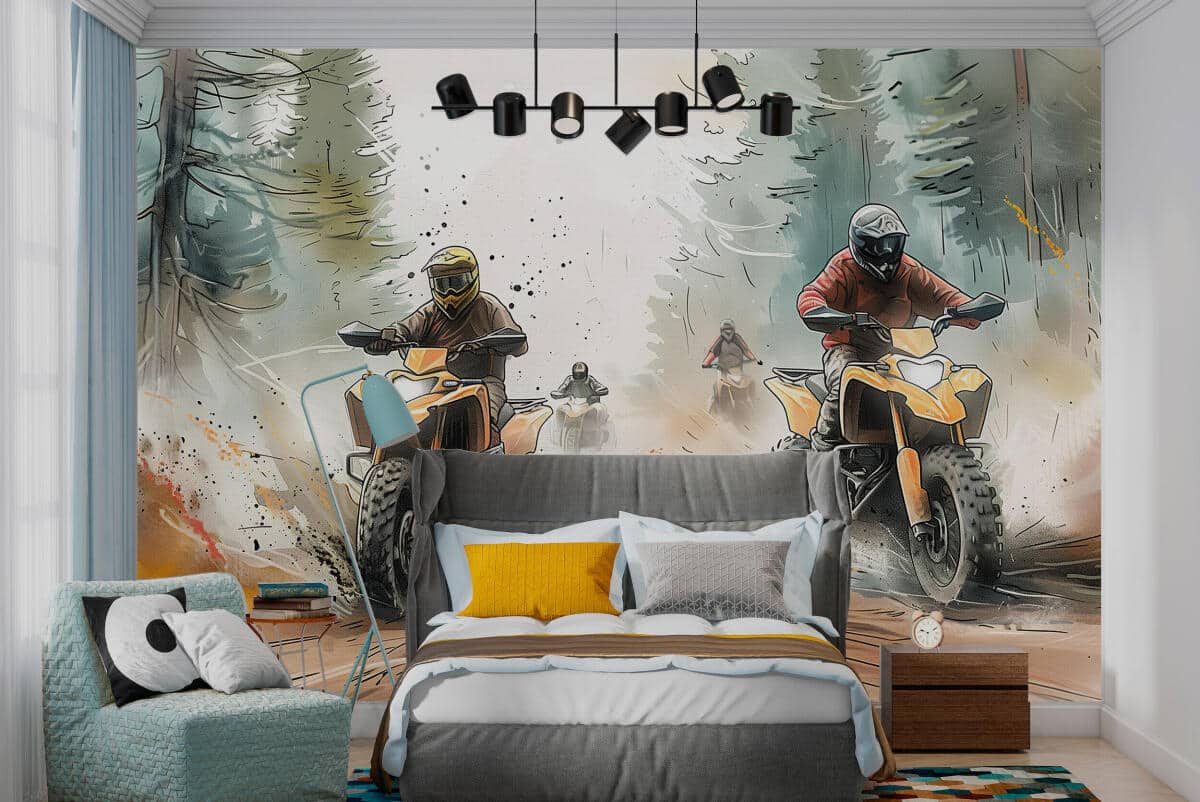 Sportowa fototapeta dla nastolatka- Motocross, Off-Road | Modna Akwarela 64241 - zdjęcie 1