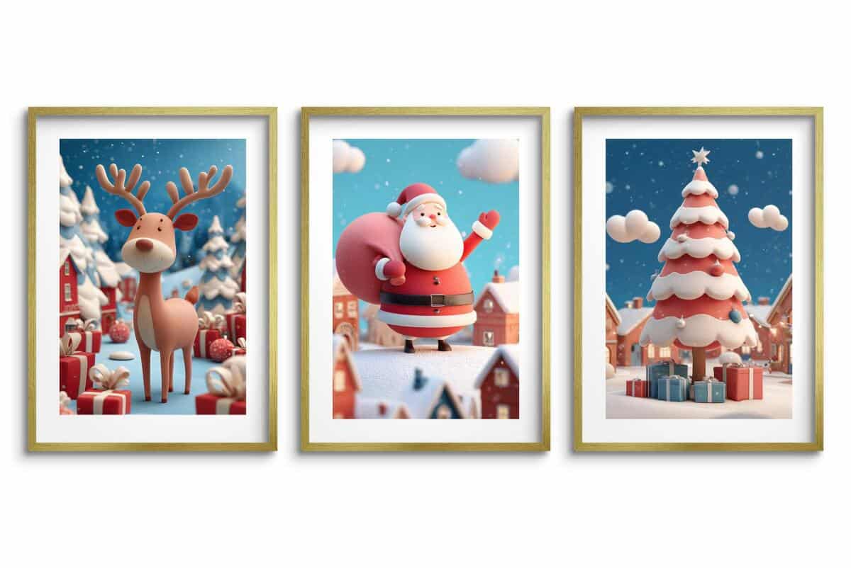 Kolorowe Plakaty Świąteczne dla dzieci– Wesoły Mikołaj, Uroczy Renifer, Świąteczna Choinka 82337 - zdjęcie 5