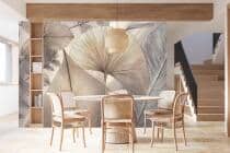 Stylowa Fototapeta biurowa- Liście Ginkgo w beżu | Elegancka Tapeta Line Art 64251 - miniaturka 3