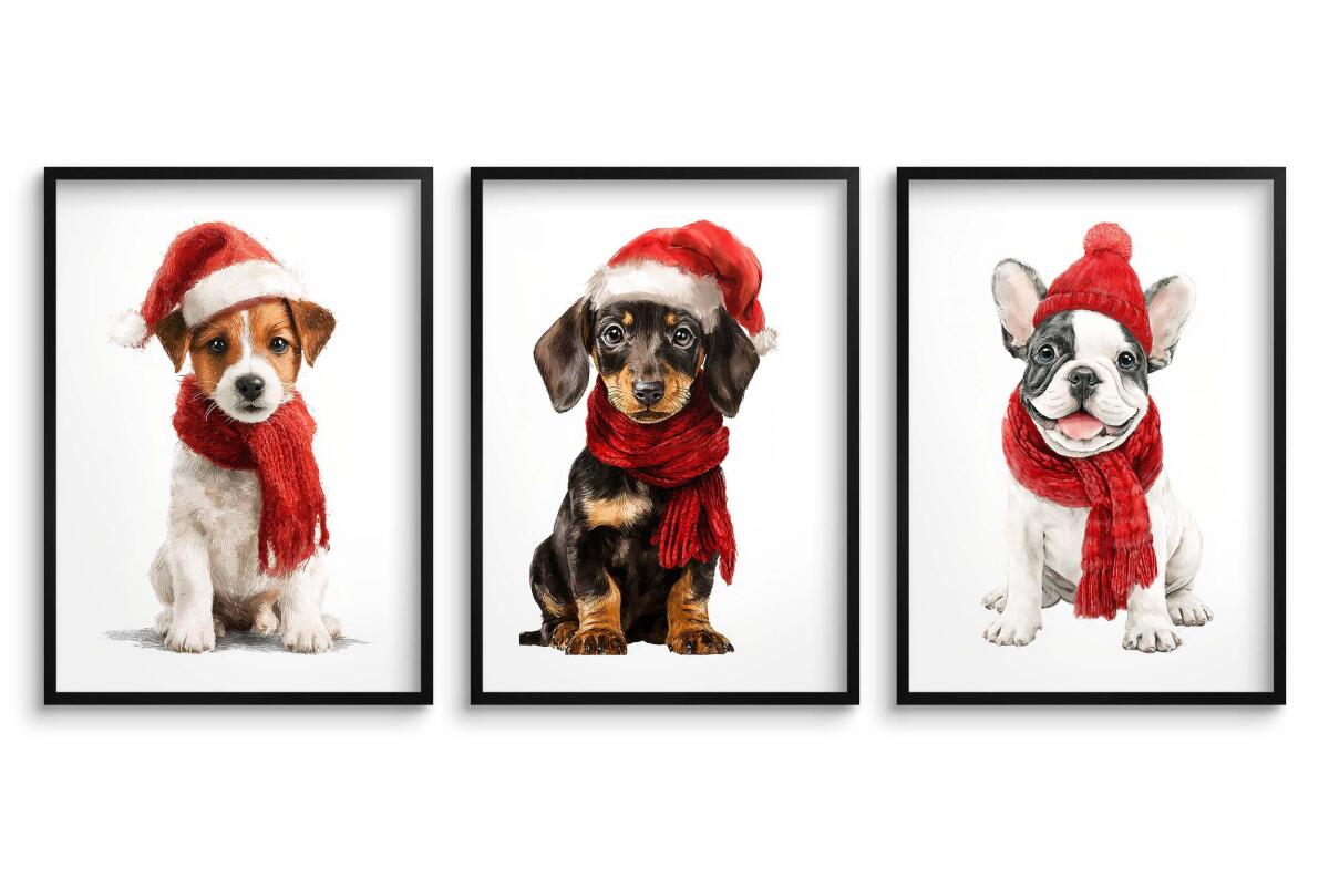 Świąteczne Plakaty z Pieskami- Zimowe Obrazki do pokoju dziecka 82338 - zdjęcie 5