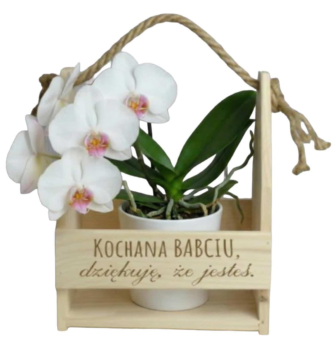 Skrzynka drewniana na kwiaty, prezent na Dzień Babci, 01