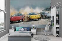 Fototapeta młodzieżowa – Wyścig sportowych samochodów | Kolorowy styl komiksowy 64240 - miniaturka 1