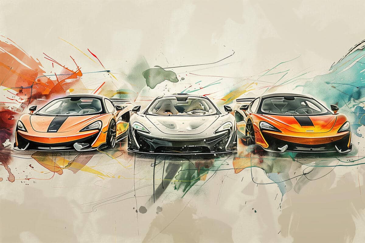 Kolorowa Fototapeta dla nastolatka- Sportowe Auta, Supercars w stylu watercolor, mural 64243 - zdjęcie 5