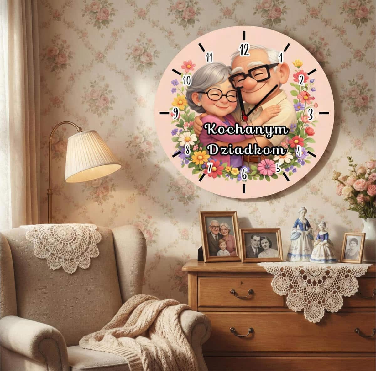 Dekoracyjny Zegar ścienny – Kochanym Dziadkom | Prezent na Dzień Babci i Dziadka 82350 - zdjęcie 4