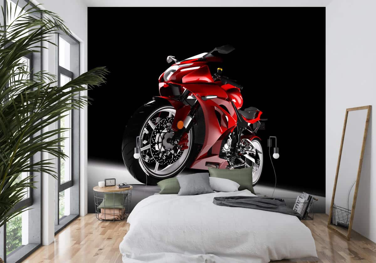 Efektowna Fototapeta młodzieżowa- Sportowy, czerwony motocykl 64249 - zdjęcie 4