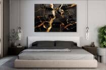 Luksusowy, Czarny Obraz 3D z motywem złotych pęknięć 68243 - miniaturka 6