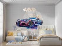 Oryginalna Fototapeta na bazie koła- Sportowy samochód | Okrągła Tapeta 3D do pokoju nastolatka 82343 - miniaturka 2