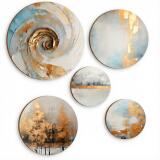 Abstrakcyjne Okrągłe Obrazy na ścianę- Abstrakcyjna Kompozycja w Odcieniach Złota 68233 - miniaturka 1