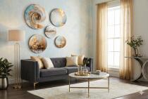 Abstrakcyjne Okrągłe Obrazy na ścianę- Abstrakcyjna Kompozycja w Odcieniach Złota 68233 - miniaturka 5