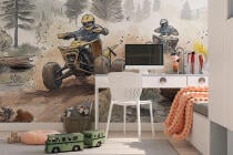 Fototapeta z quadami- wyścig w lesie | Dekoracja ścienna do pokoju chłopca, fana off-roadu, motoryzacji 64199 - miniaturka 1