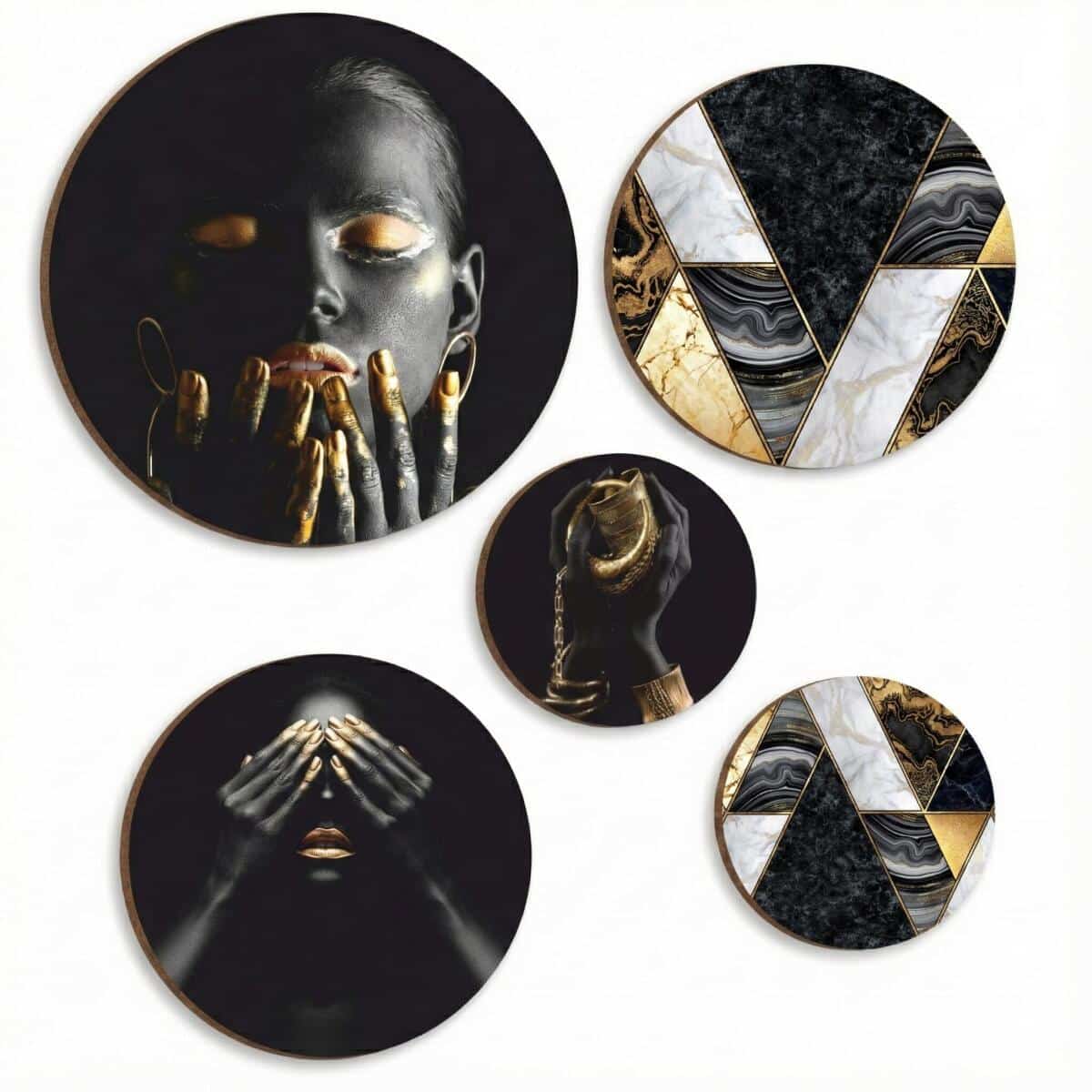 Luksusowe Obrazy Koła- Czarno-Złota Abstrakcja, Geometryczne Wzory w stylu Glamour 68232 - zdjęcie 1