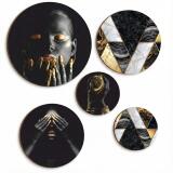 Luksusowe Obrazy Koła- Czarno-Złota Abstrakcja, Geometryczne Wzory w stylu Glamour 68232 - miniaturka 1