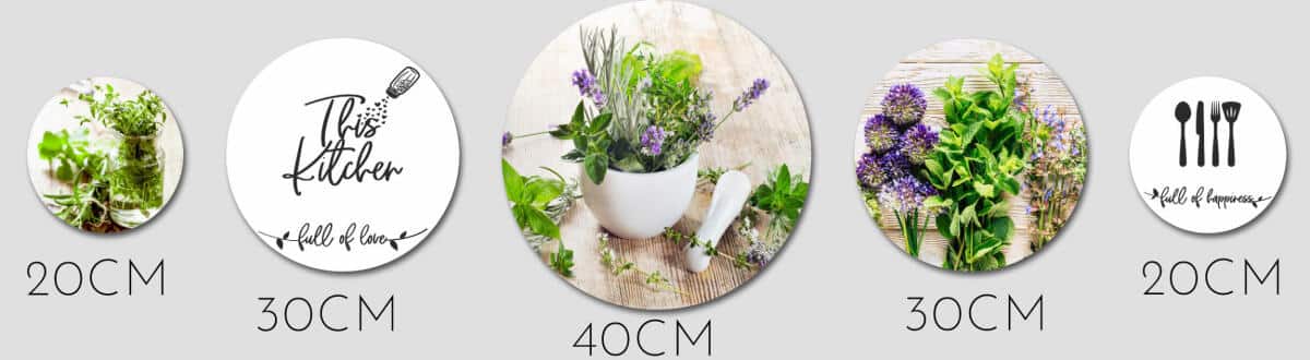 Zestaw okrągłych obrazów do kuchni- Zioła | Obrazy Koła- dekoracja do jadalni 68241 - zdjęcie 2