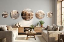 Nowoczesne Obrazy Koła – Krajobraz Jeziora i Lasu | Okrągłe Obrazy Boho 68239 - miniaturka 7