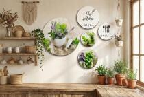 Zestaw okrągłych obrazów do kuchni- Zioła | Obrazy Koła- dekoracja do jadalni 68241 - miniaturka 4