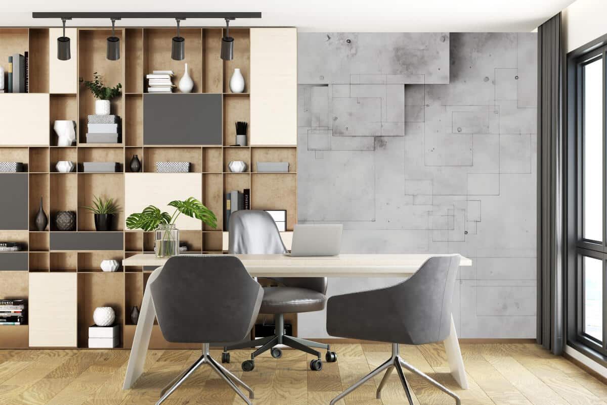 Nowoczesna Fototapeta geometryczna 3D – abstrakcyjne szare linie | Beton Architektoniczny 64253 - zdjęcie 3