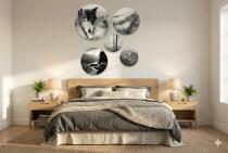 Nowoczesne Obrazy Koła – Wilki, Góry i Las we Mgle | Czarno-Biała Dekoracja w Stylu Skandynawskim 68228 - miniaturka 7