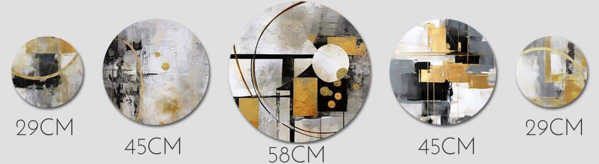 Zestaw Okrągłych Obrazów – Abstrakcyjne Geometryczne Wzory | Nowoczesna Dekoracja Ścienna 68234 - zdjęcie 3