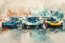 Nowoczesna Fototapeta młodzieżowa- Sportowe auta w stylu akwareli 64244 - miniaturka 5