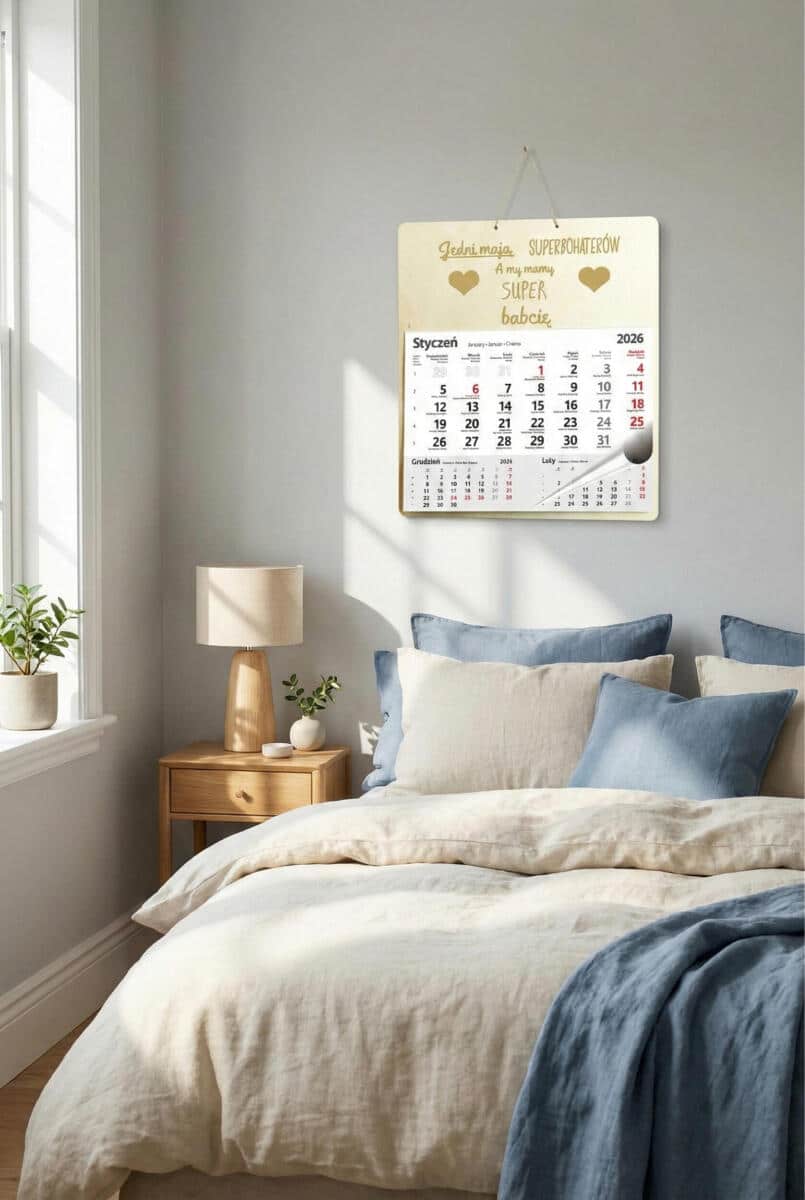 Drewniana, grawerowana zawieszka z kalendarzem, prezent Dzień Babci duża 65602 - zdjęcie 3