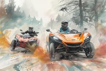 Sportowa fototapeta dla chłopca – Pojazdy terenowe w akcji | Kolorowa tapeta do pokoju dziecka 64242 - miniaturka 5