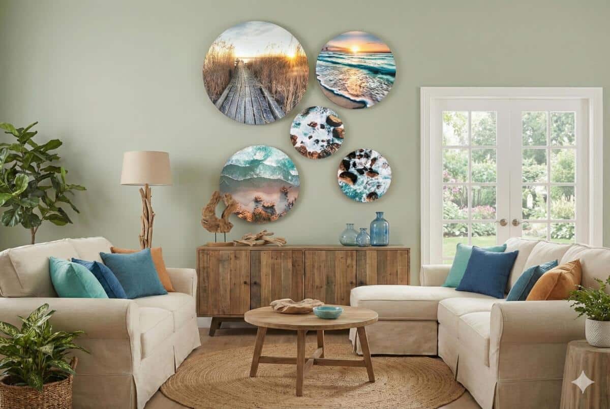 Nadmorskie Widoki- Zestaw Okrągłych Obrazów w stylu Coastal 68227 - zdjęcie 6