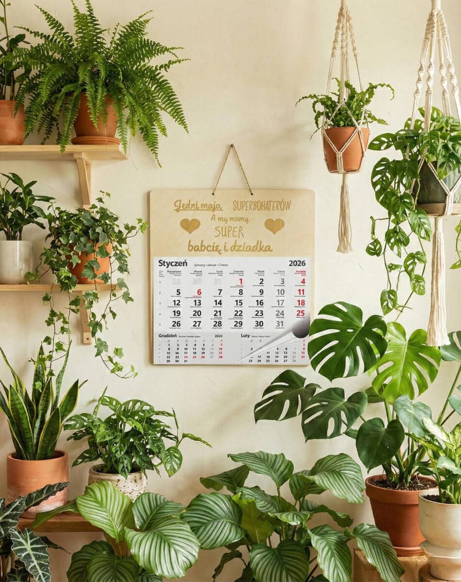 Drewniana, grawerowana zawieszka z kalendarzem, prezent Dzień Babci, Dzień Dziadka duża 65600 - zdjęcie 3