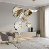 Okrągłe Obrazy- Marmur i Złoto | Modne Panele dekoracyjne- Koła na ścianę 68236 - miniaturka 8