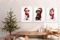 Świąteczne Plakaty z Pieskami- Zimowe Obrazki do pokoju dziecka 82338 - miniaturka 2