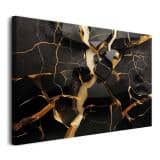 Luksusowy, Czarny Obraz 3D z motywem złotych pęknięć 68243 - miniaturka 2