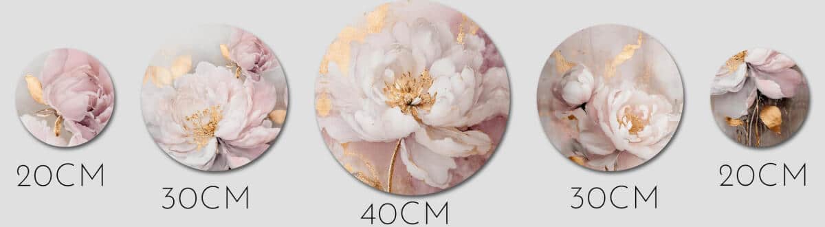 Okrągłe obrazy na ścianę- Kwiaty Glamour w różu i złocie 68224 - zdjęcie 6