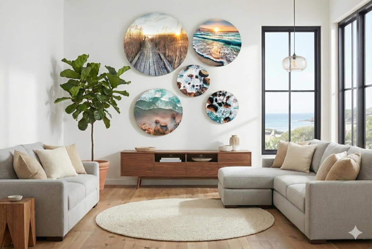 Nadmorskie Widoki- Zestaw Okrągłych Obrazów w stylu Coastal 68227 - zdjęcie 7