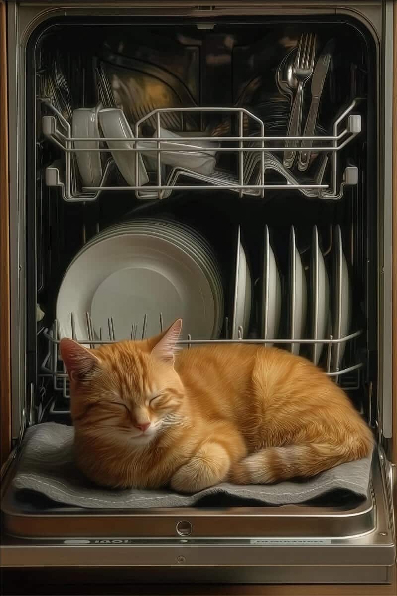 Ozdobna Mata Magnetyczna na Zmywarkę | Realistyczny efekt 3D - Kot w zmywarce 82345 - zdjęcie 5